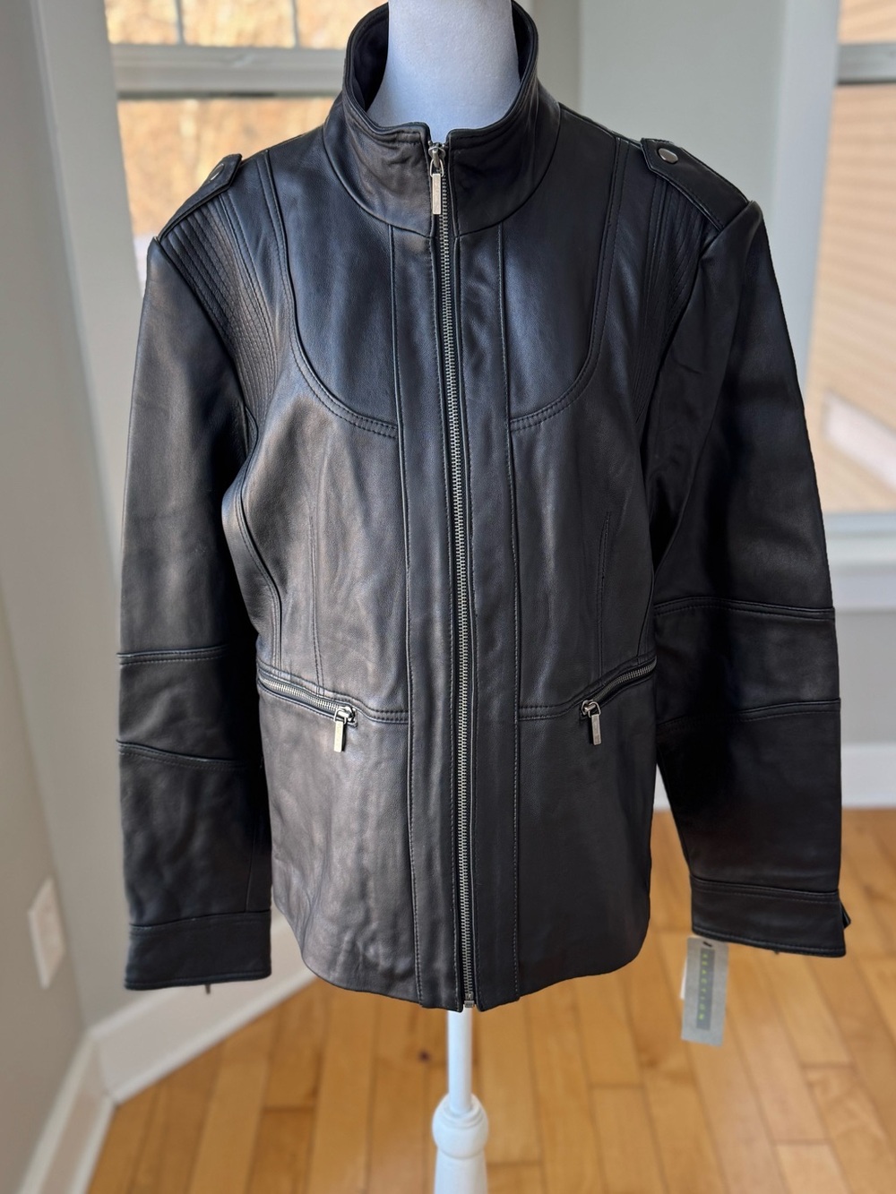Kenneth Cole Reaction Black Leather Jacket Size XL New